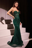 Maddox Gown Emerald STRAPLESS GLITTER EMBELLISHED GOWN