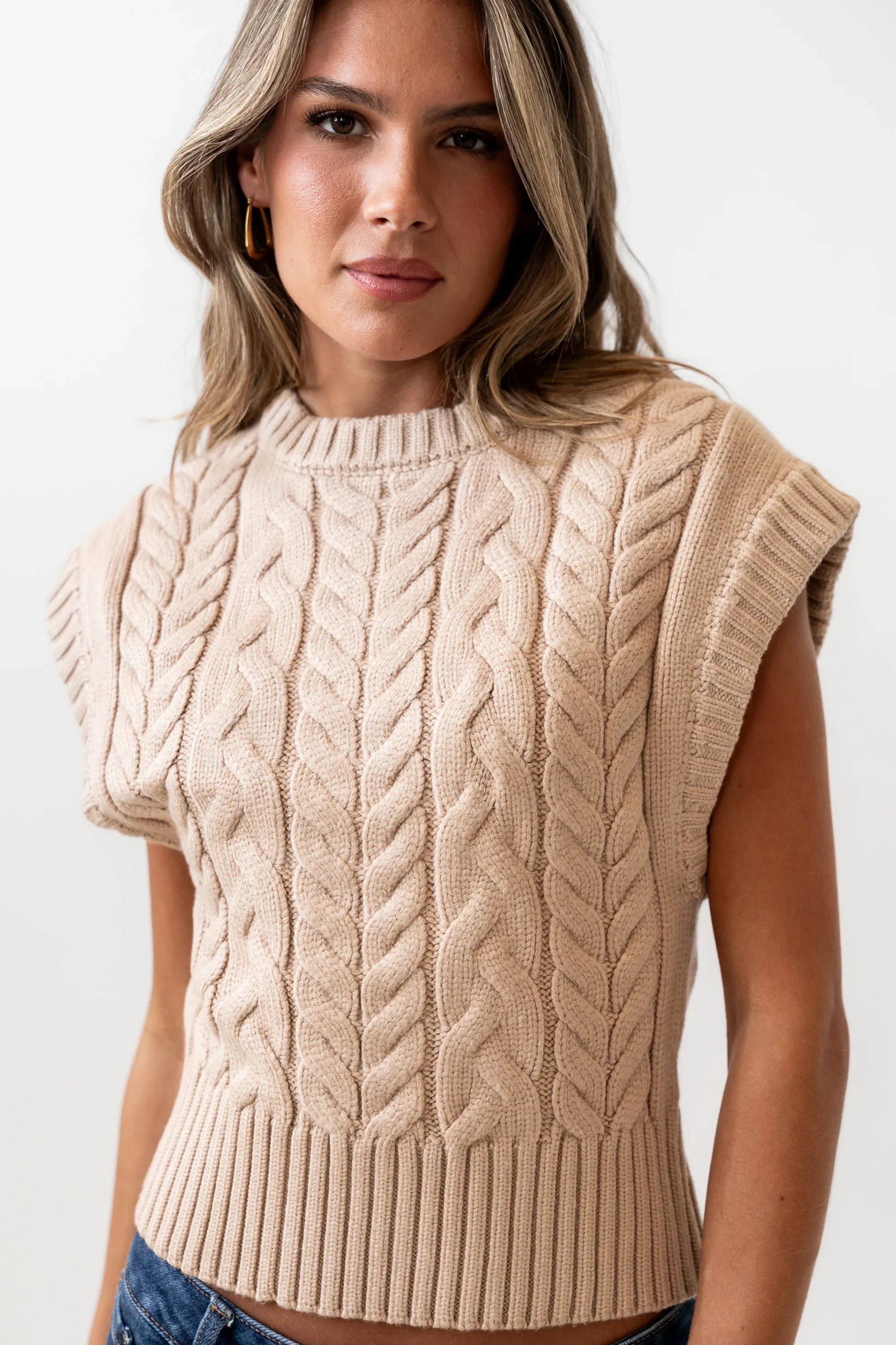 Lennie Cable Knit Top in Taupe FINAL SALE