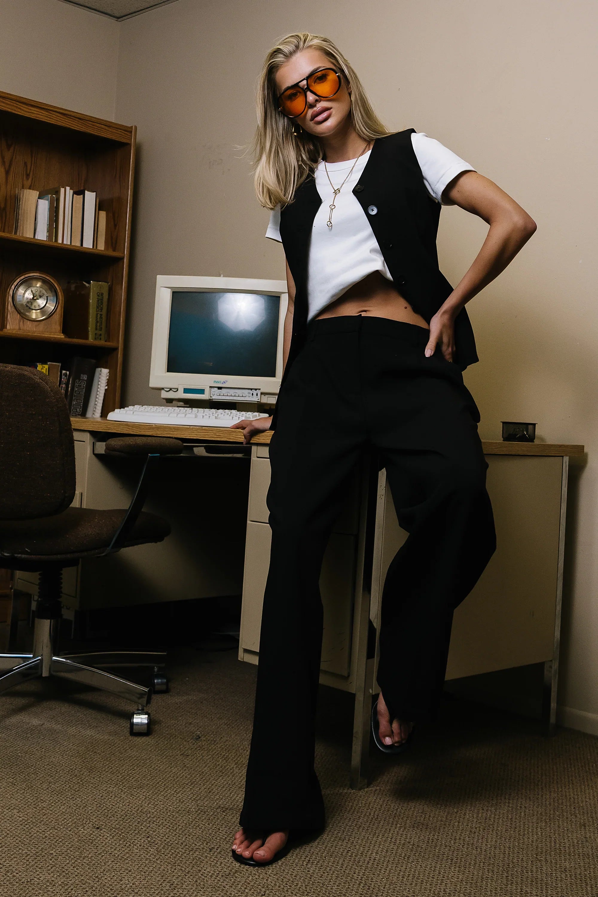 Carrie Pleated Trousers in Regular Black