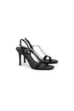 Square Toe Stiletto Black High Heels with Beading