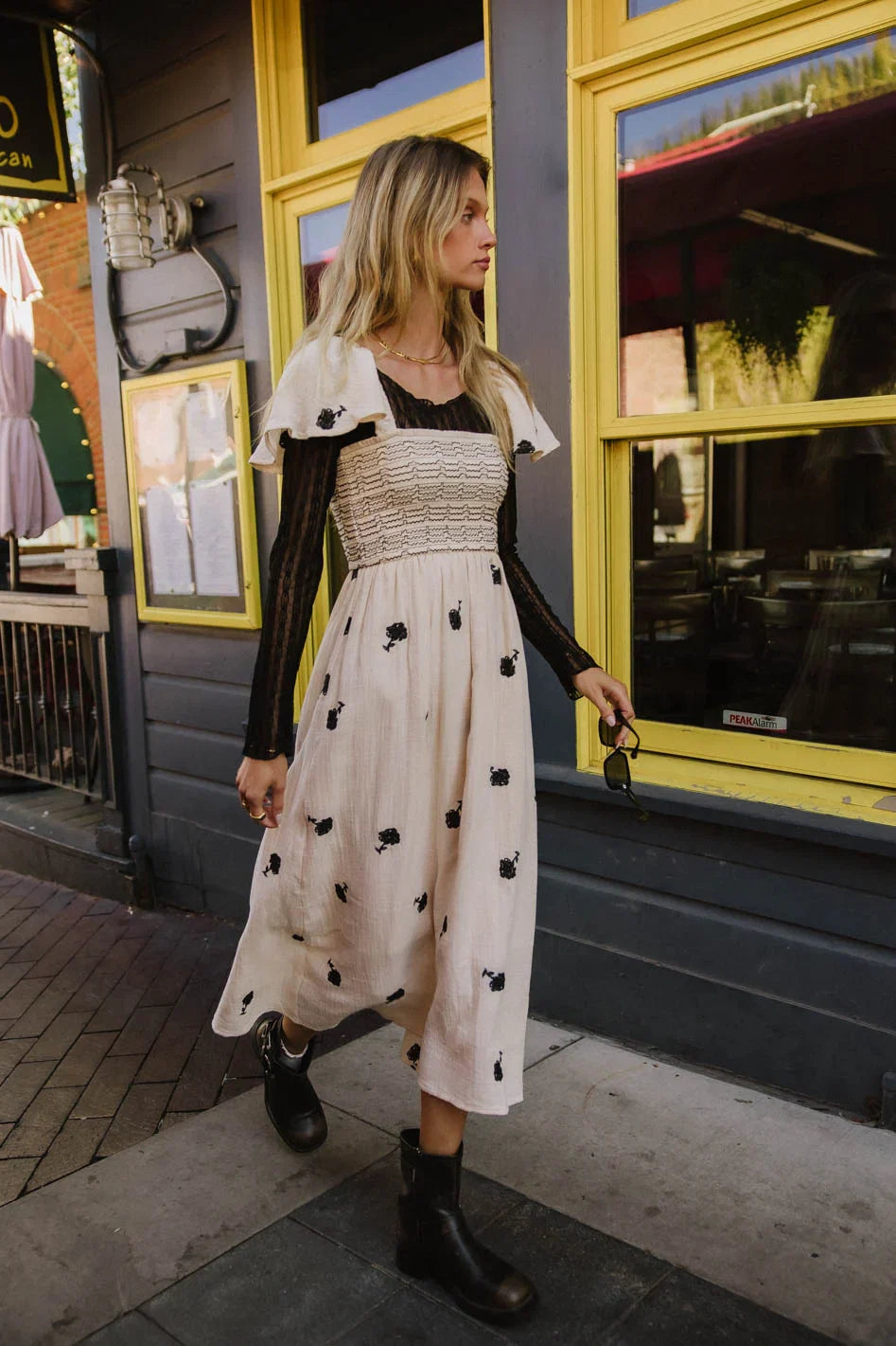 Cece Smocked Embroidered Dress FINAL SALE