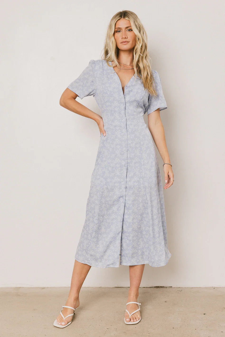 Kade Floral Midi Dress in Blue FINAL SALE