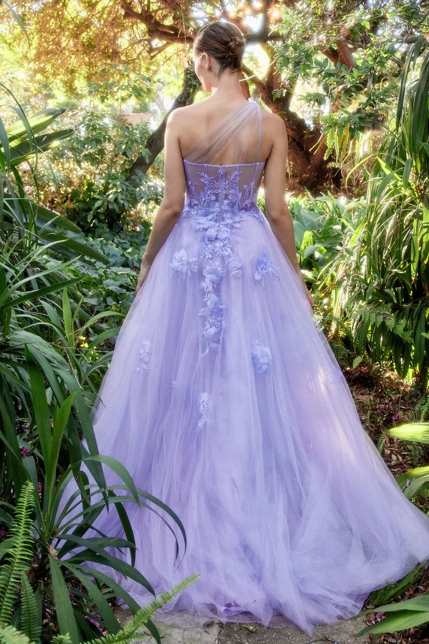 A1053 Leila One Shoulder A Line Tulle Gown Andrea Leo