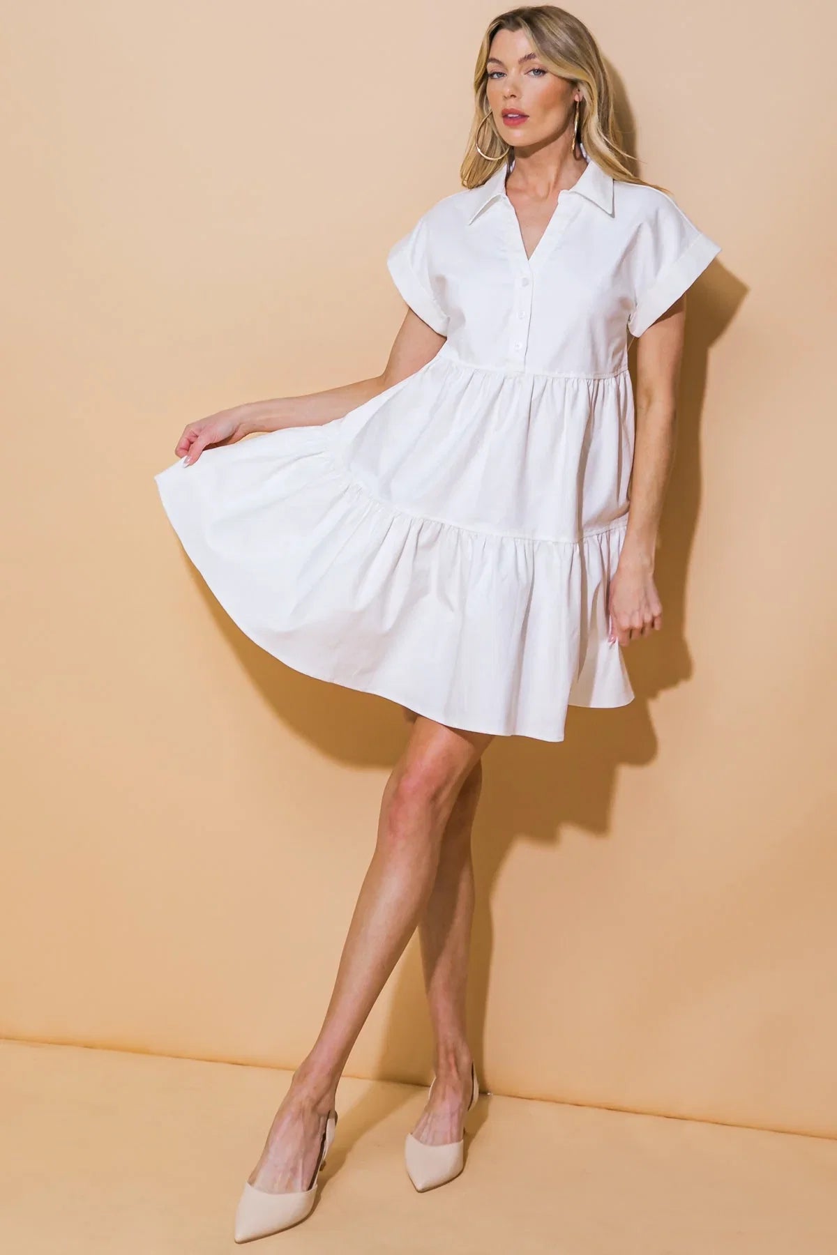 TIMELESS BEAUTY WHITE SWING DRESS