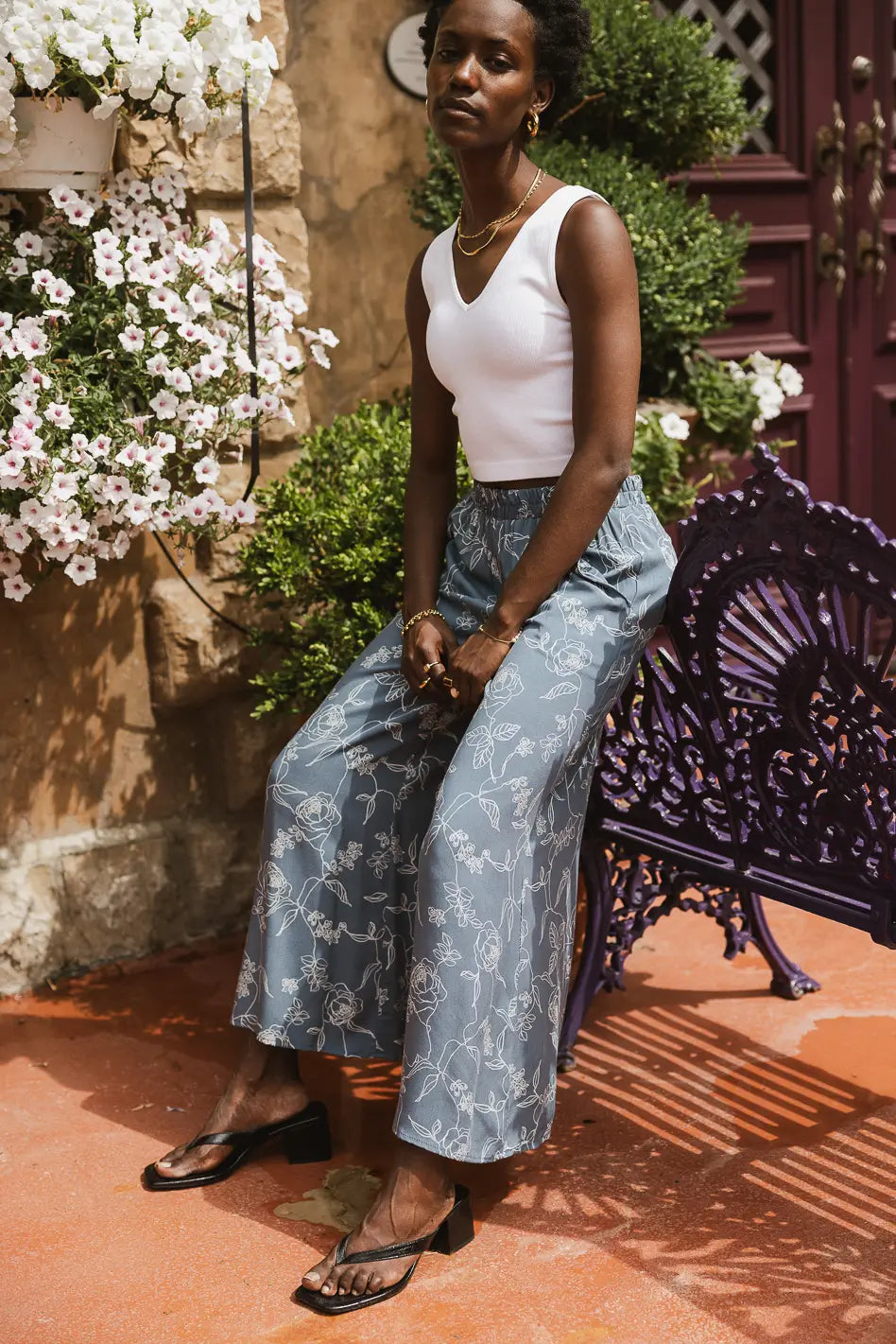 Tallulah Floral Pants in Blue FINAL SALE