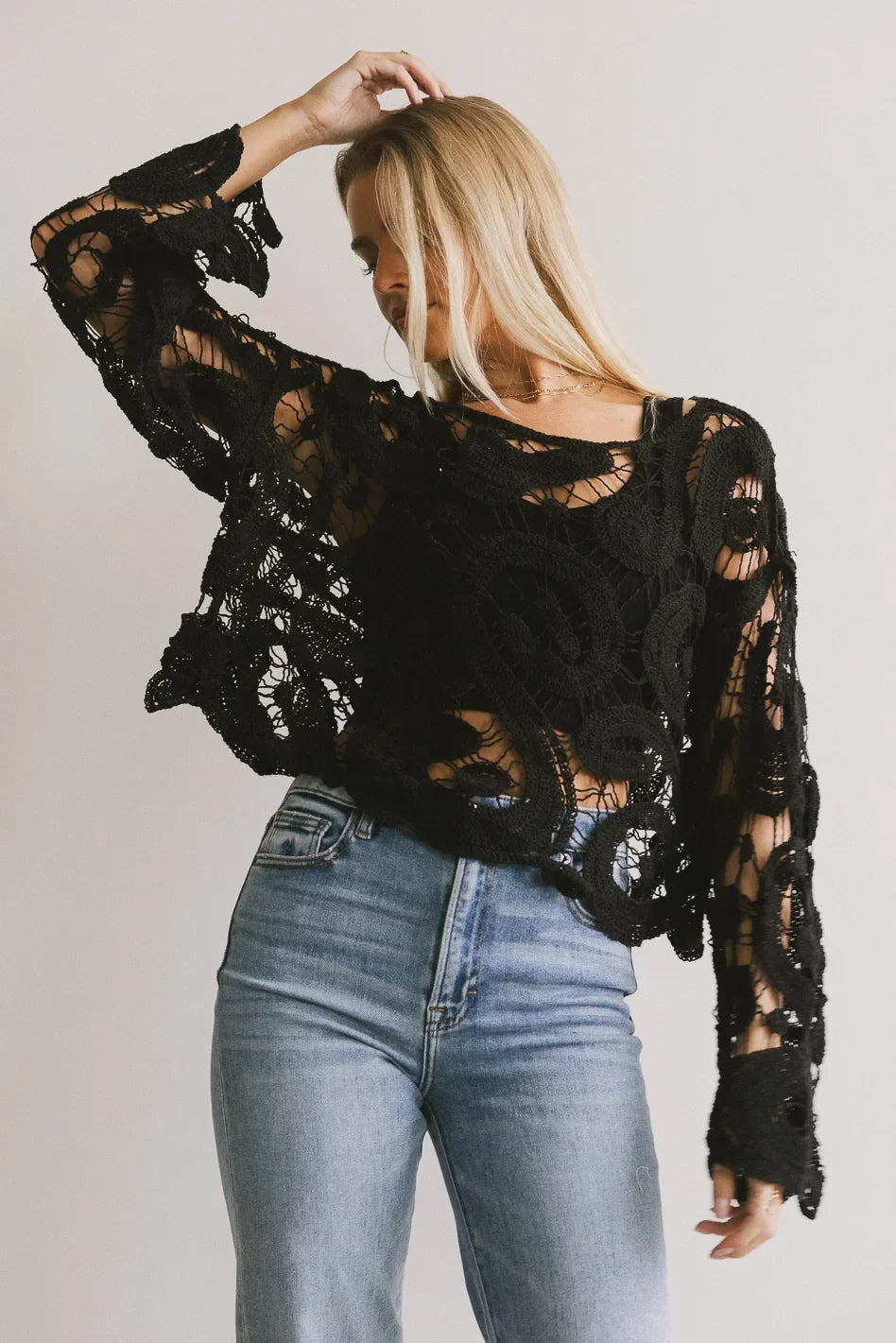 No Worries Crochet Top in Black FINAL SALE