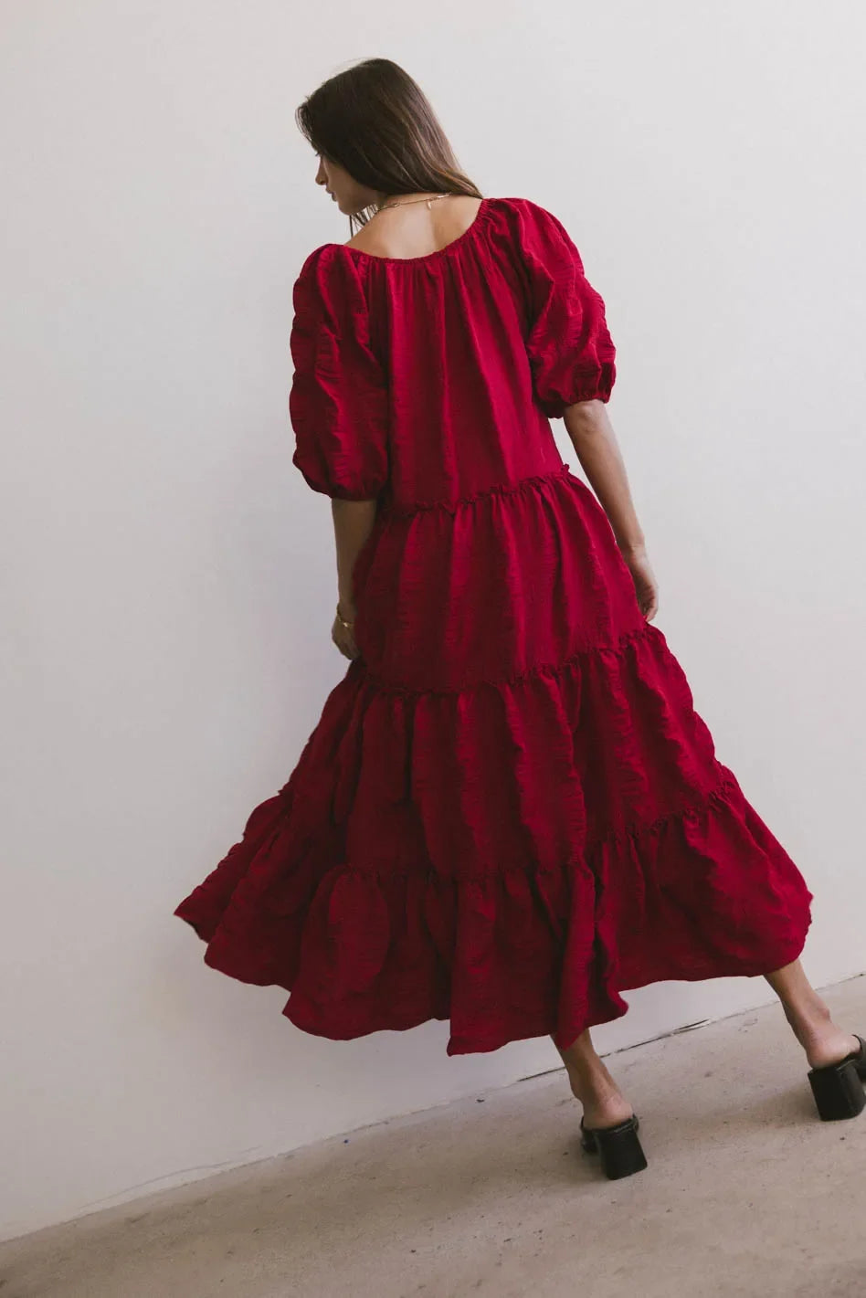 Corinne Tiered Maxi Dress in Red FINAL SALE