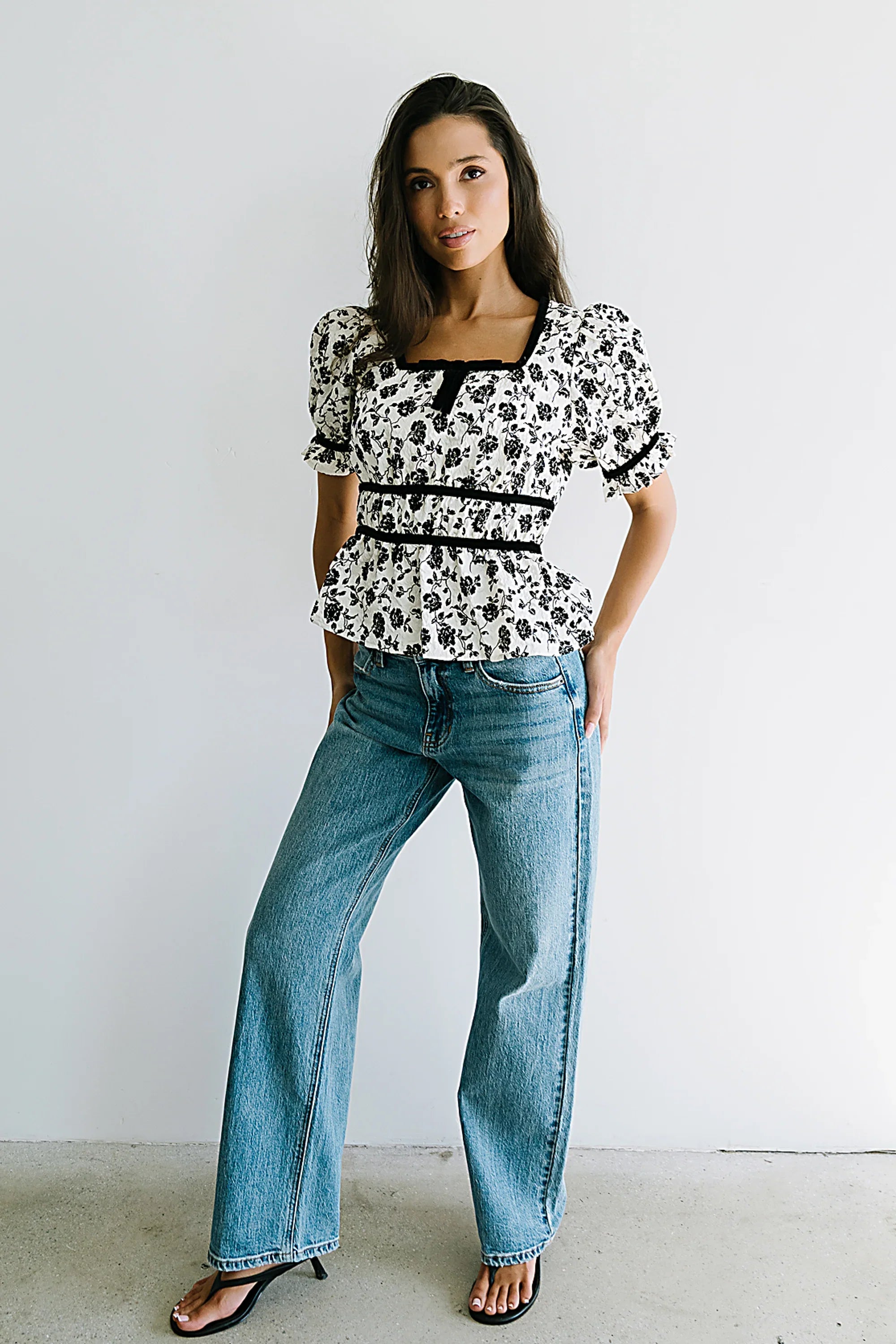 Tallie Floral Blouse in Cream FINAL SALE