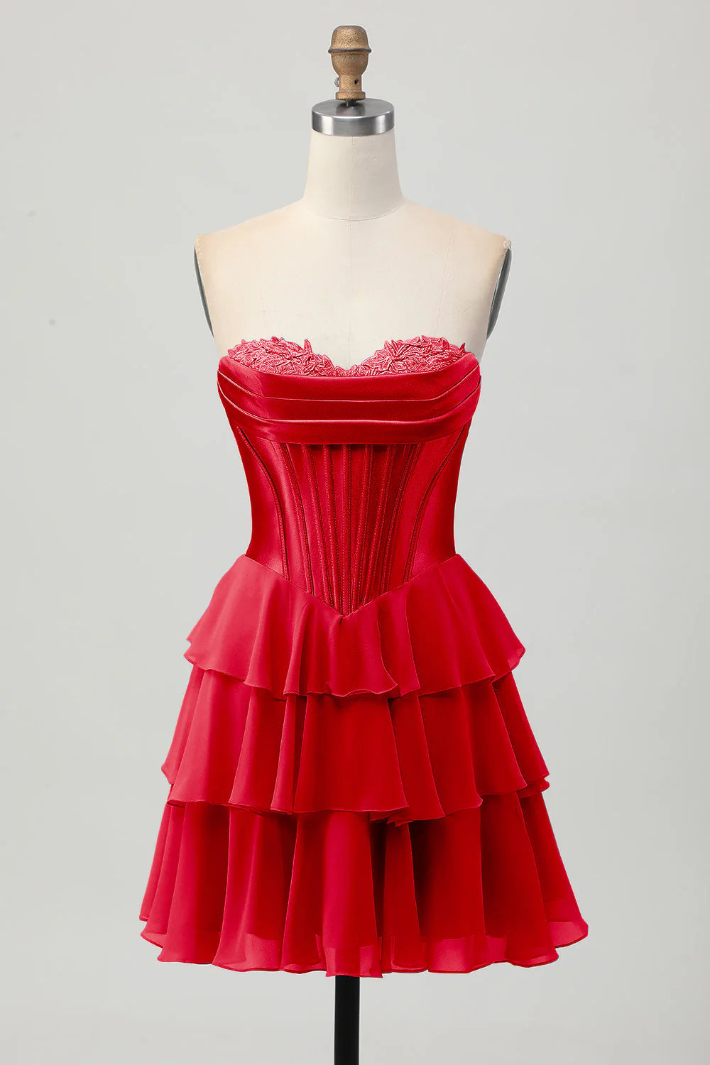 Tiered Strapless A Line Corset Blue Homecoming Dress