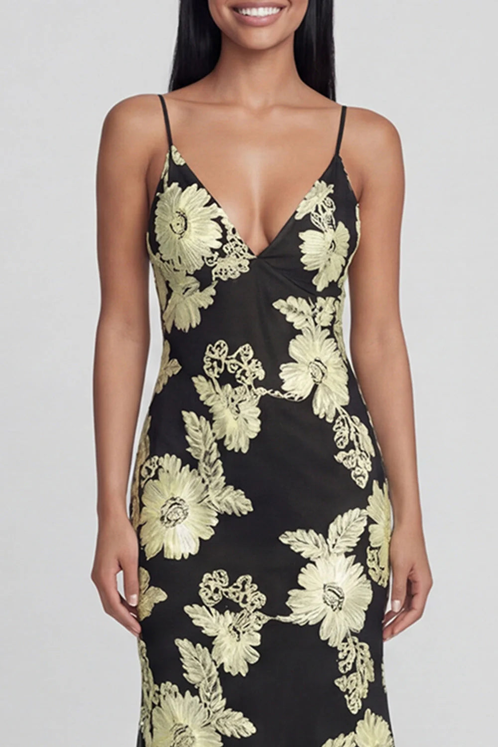 Sage Green Mermaid Floral Wedding Guest Dress with Lace up Back