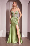 GINGER GOWN STRAPLESS LACE BODICE SATIN FITTED GOWN