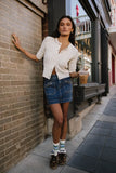 Erika Cable Knit Cardigan in Ivory FINAL SALE