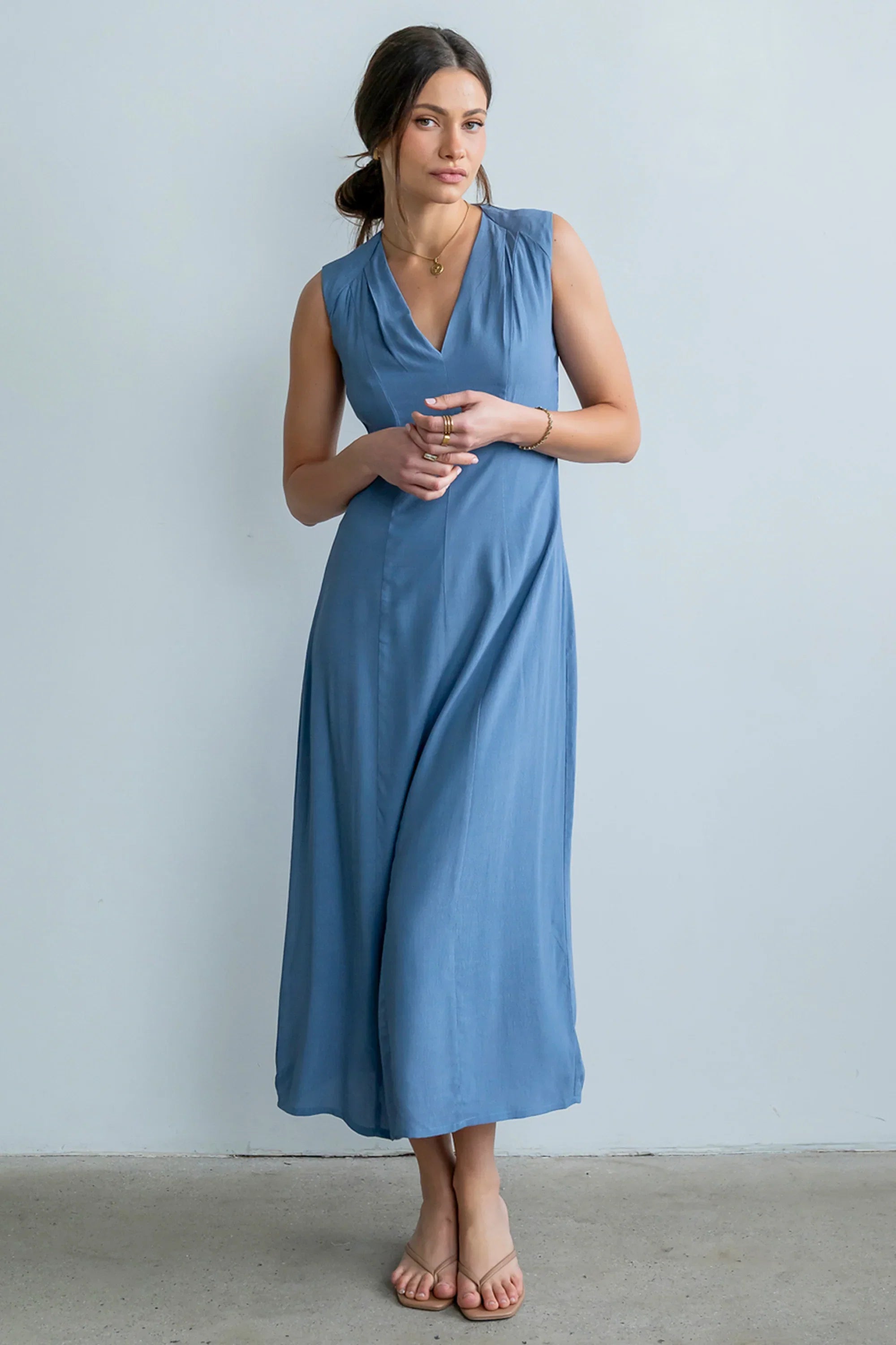 Noah Midi Dress in Blue