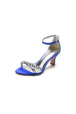 Glamorous Blue Shiny Pump with Silver Chain and Crystal Embellishments