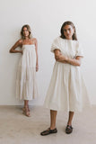 Eliana Pleated Midi Dress in Cream FINAL SALE