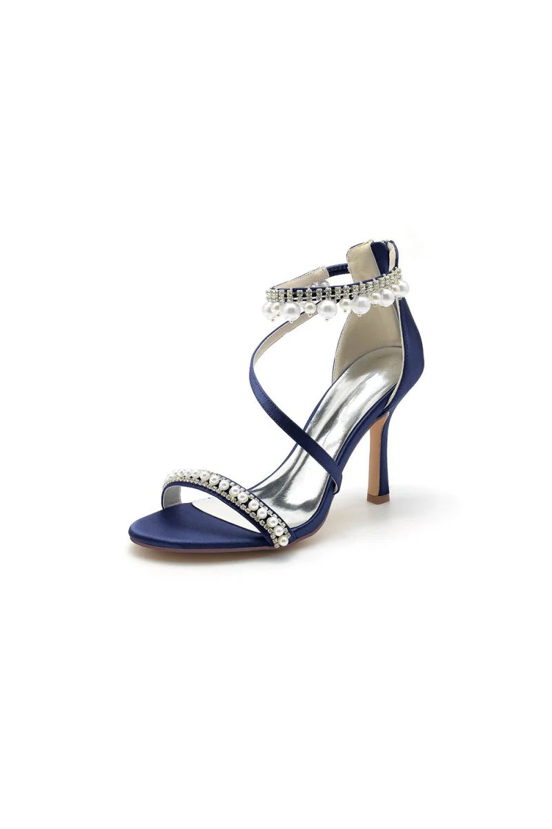 Elegant Single Strap Pearl Beaded Wedding Shoes