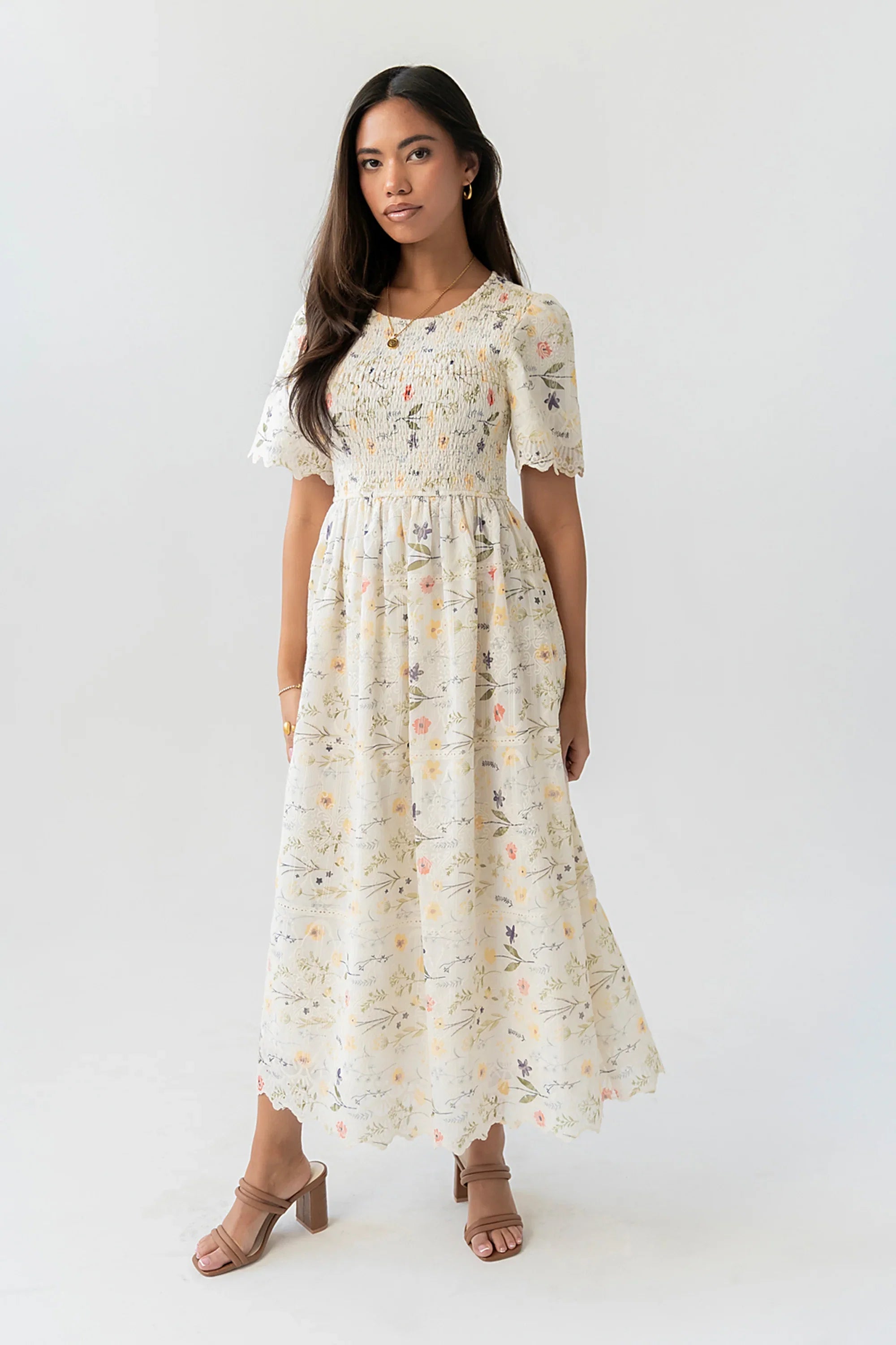 Aurelia Smocked Floral Midi Dress