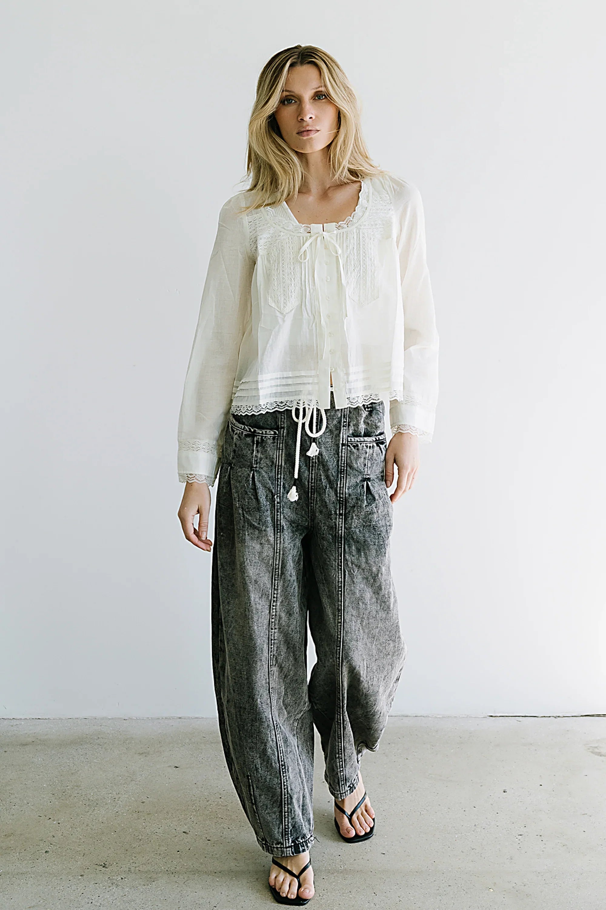 Taylor Sheer Blouse in Ivory FINAL SALE