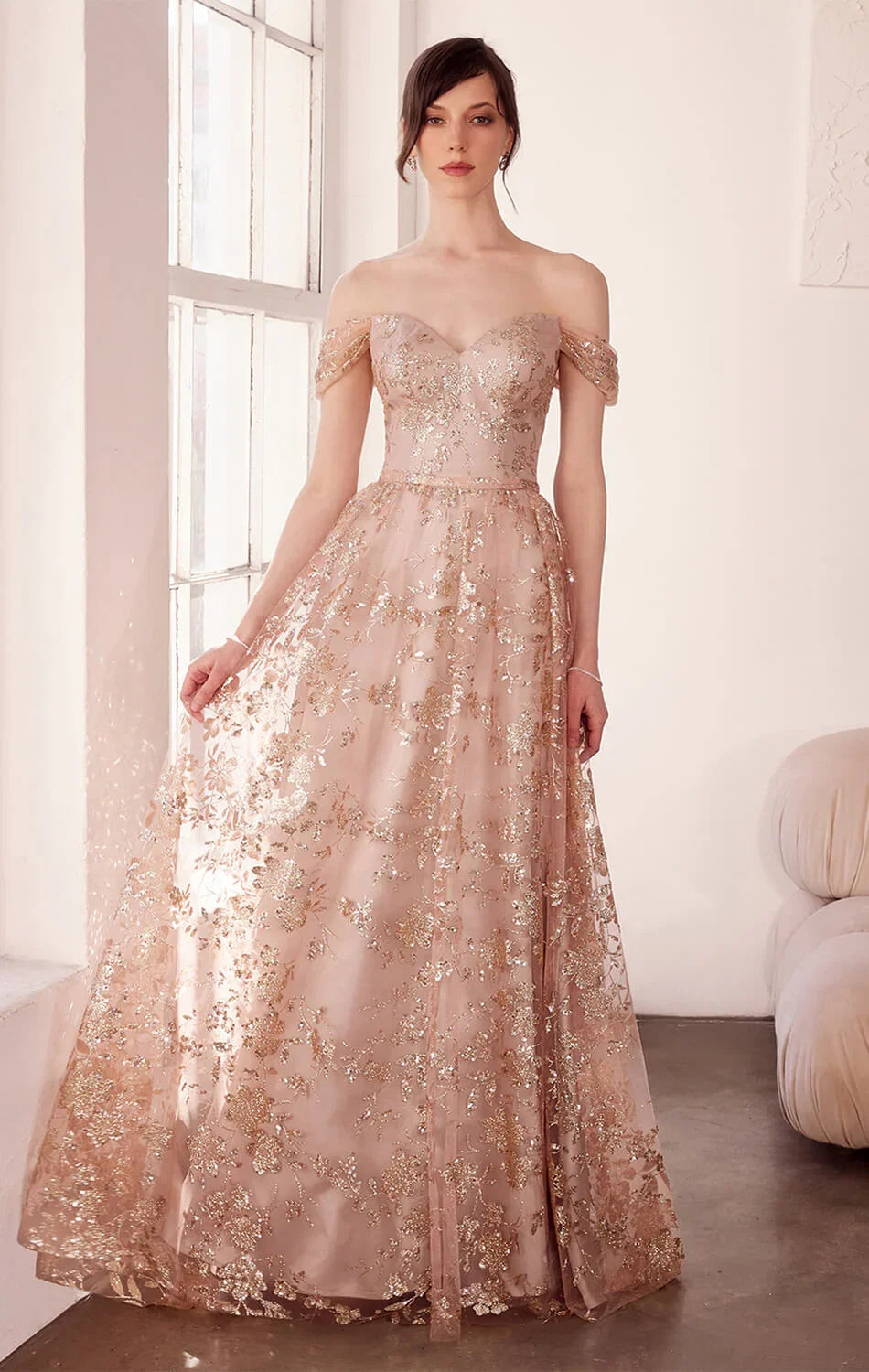 Veronica Gown Glitter Print A line Dress