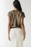 Marvin Satin Blouse in Taupe