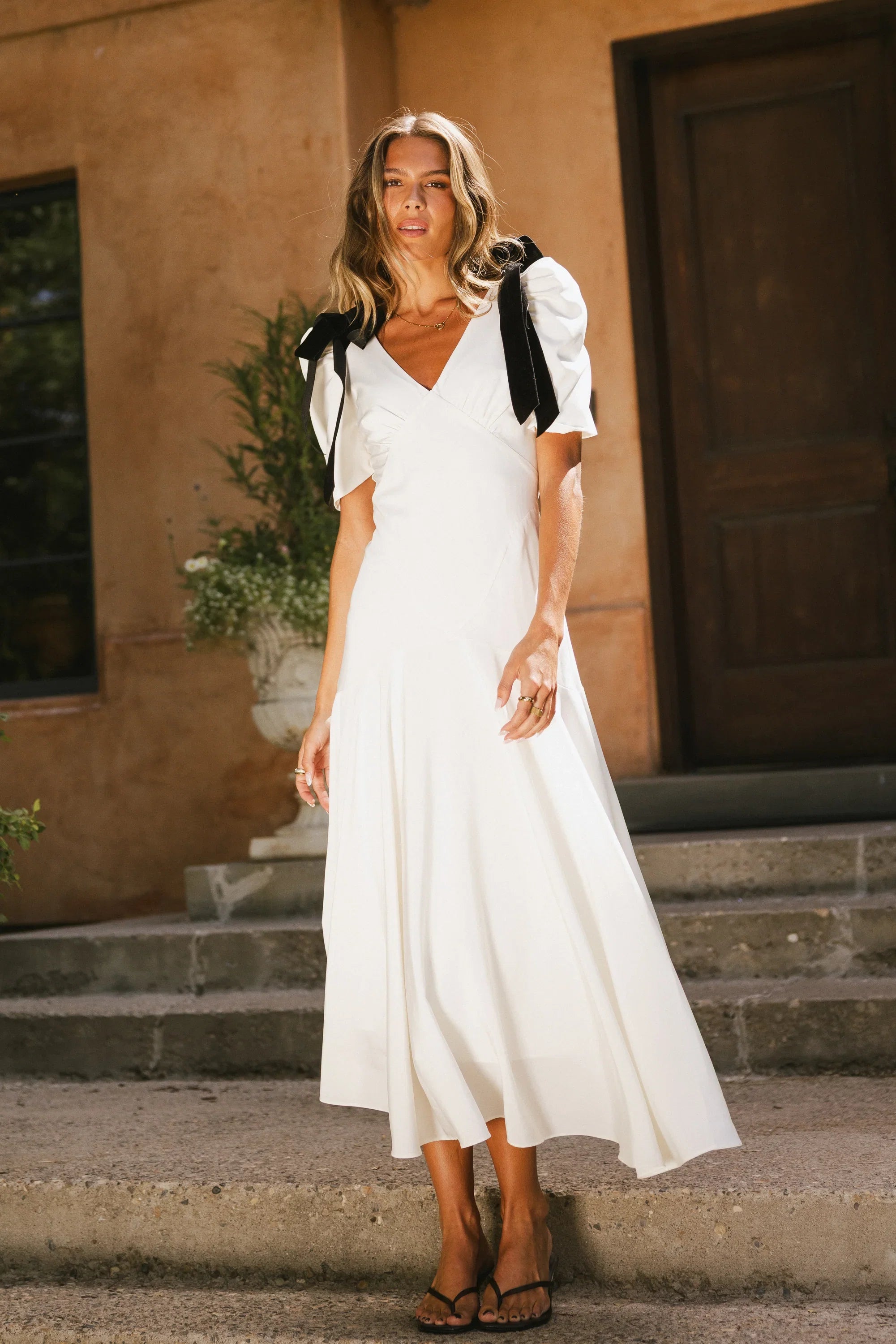 Nellie Drop Waist Maxi Dress in Cream