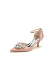 Elegant Black Patent Leather High Heels with Large Crystal Embellishment