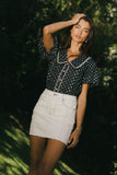Kayla Collared Blouse in Navy FINAL SALE