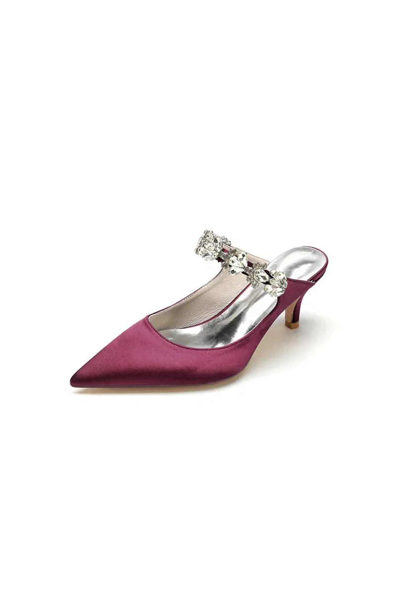 Beading Pointed Toe Rhinestone High Heels