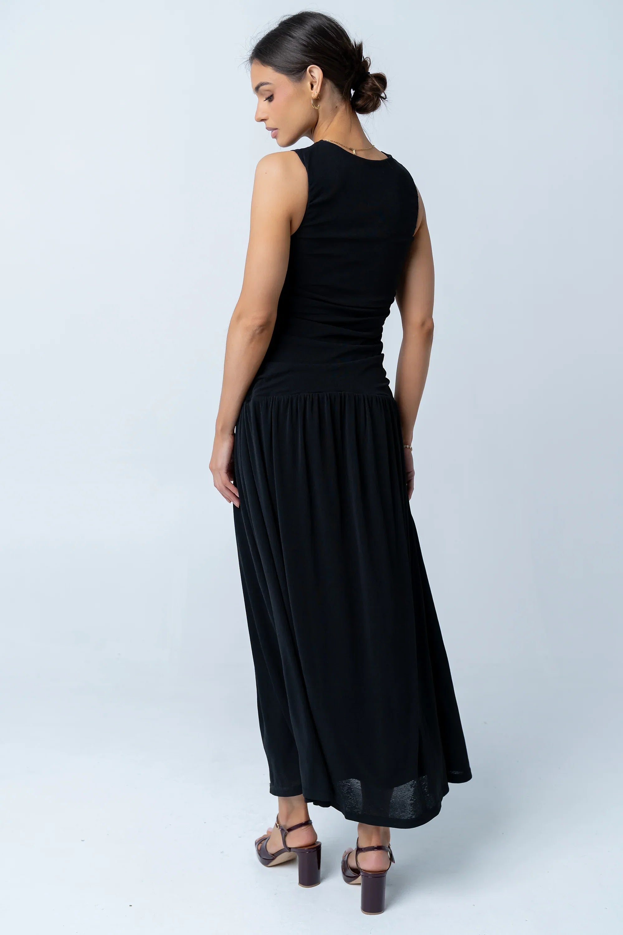 Kandi Ruched Maxi Dress in Black