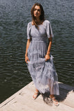 Eugena Ruffled Maxi Dress in Blue FINAL SALE