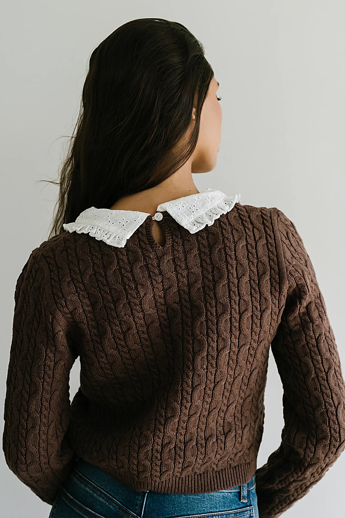 Hayley Collared Sweater in Brown FINAL SALE