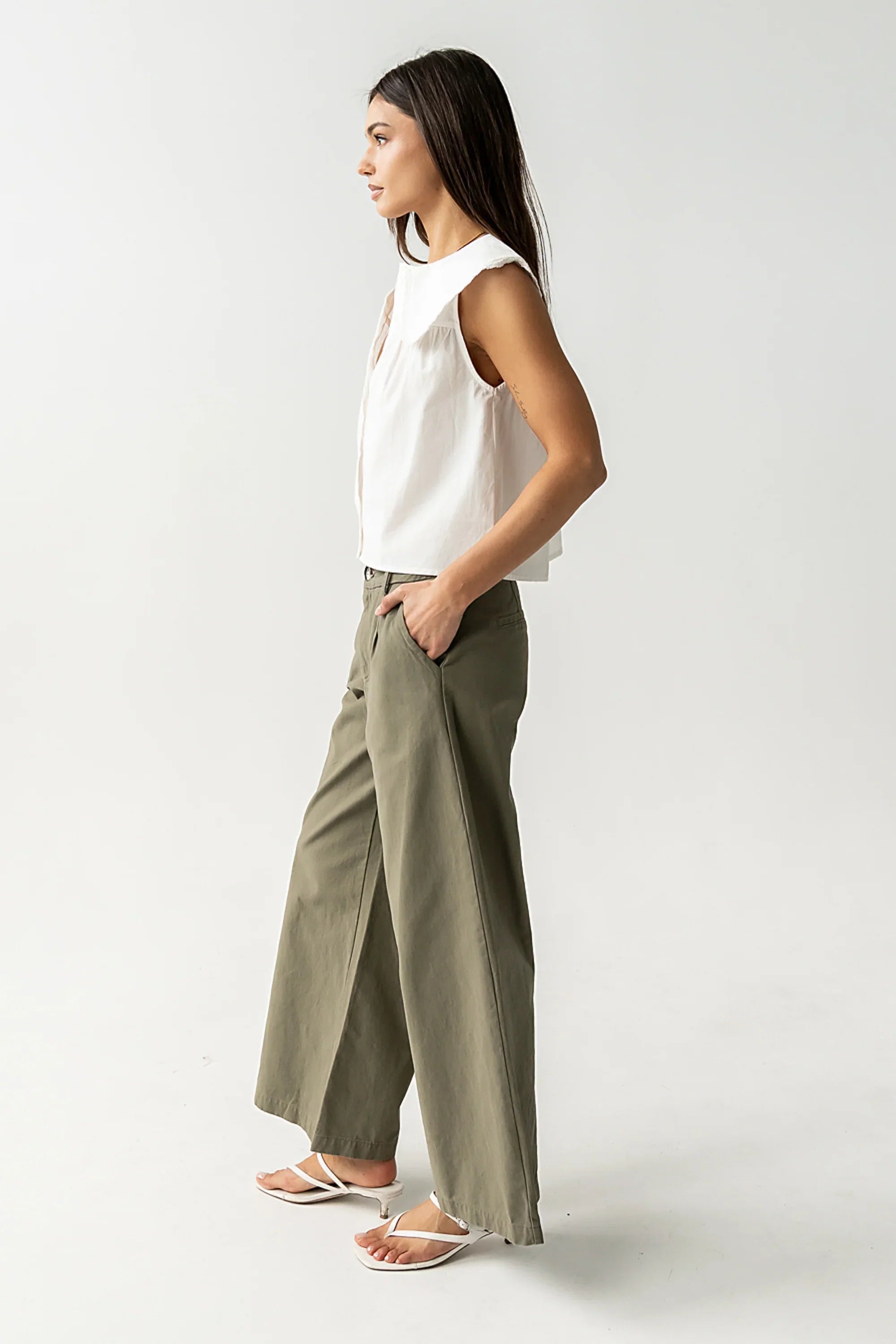 Jannah Wide Leg Pants in Olive