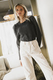 Kelcey Waffle Knit Top in Black FINAL SALE