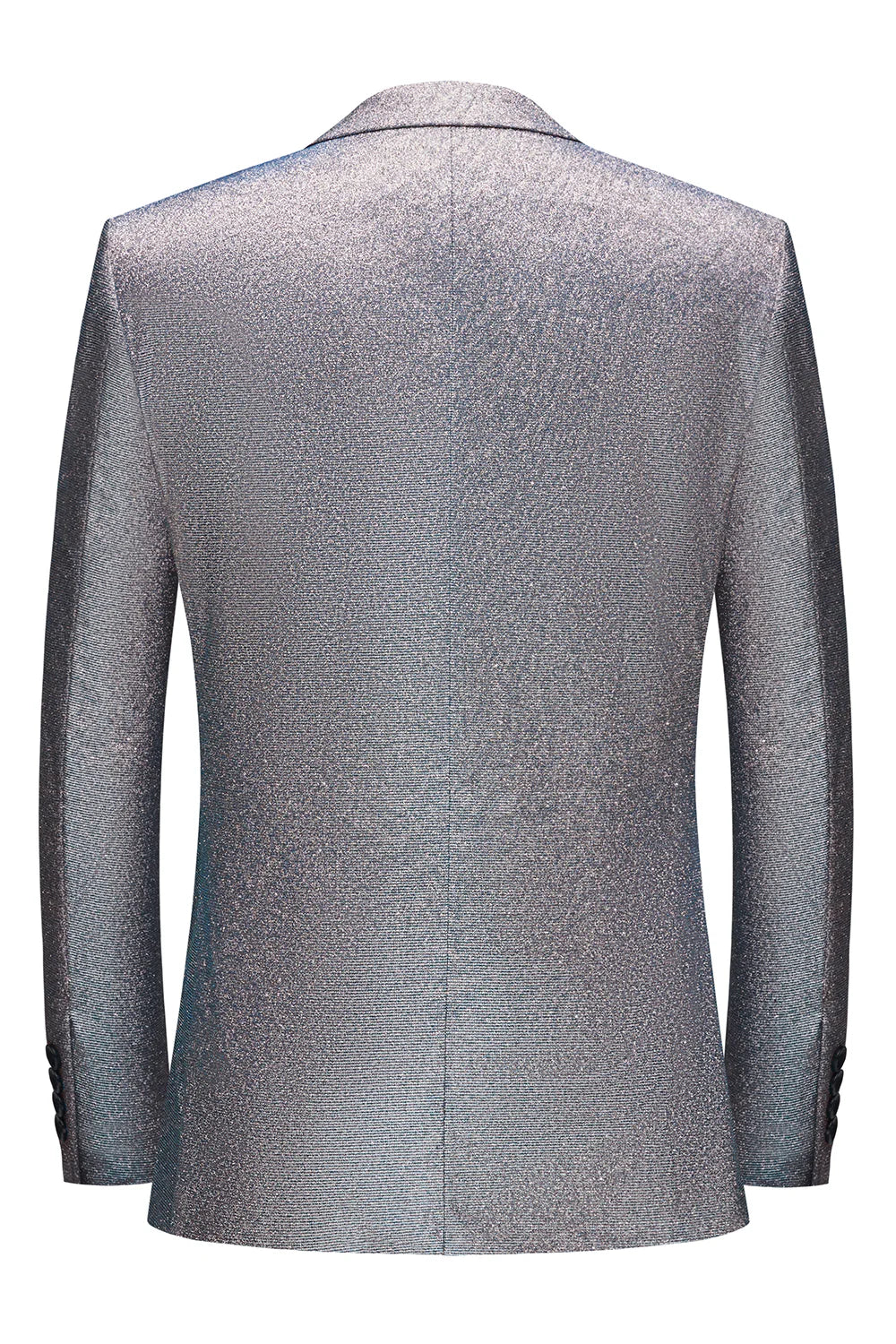 Mens Grey Sparkly Peak Lapel One Button 2 Piece Wedding Suits