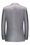 Mens Grey Sparkly Peak Lapel One Button 2 Piece Wedding Suits