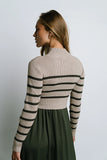 Zeda Midi Dress in Olive Stripe