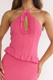 NADIA HALTER MAXI DRESS FUCHSIA PINK