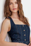 MOONLIGHT SERENADE DARK DENIM MIDI DRESS FINAL SALE