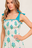 BEAUTY IN BLOOM BLUE TIE STRAP MIDI DRESS