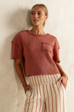 Amaya Knit Tee in Brick FINAL SALE
