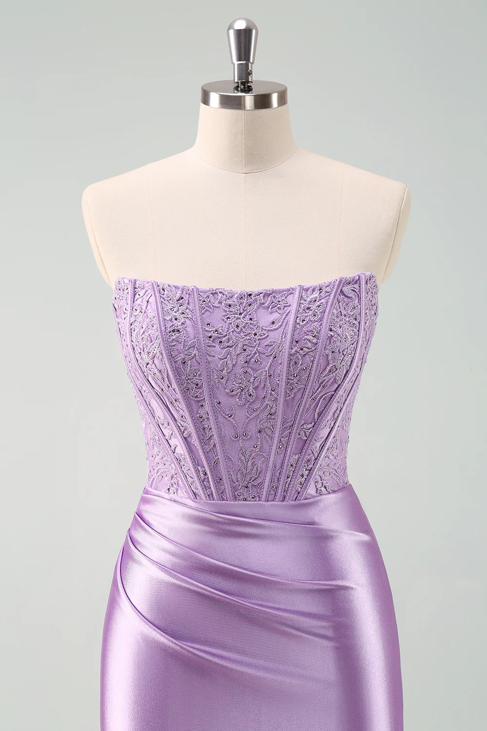 Stylish Purple Bodycon Pleated Beaded Corset Short Homecoming Dress