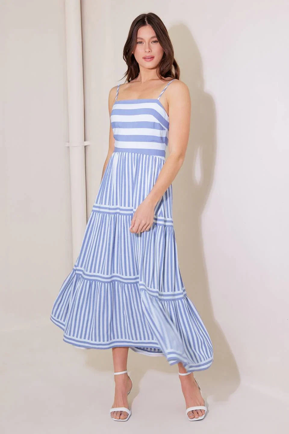 ANYTHING IS POSSIBLE MIDI DRESS BLUE WHITE