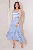 ANYTHING IS POSSIBLE MIDI DRESS BLUE WHITE