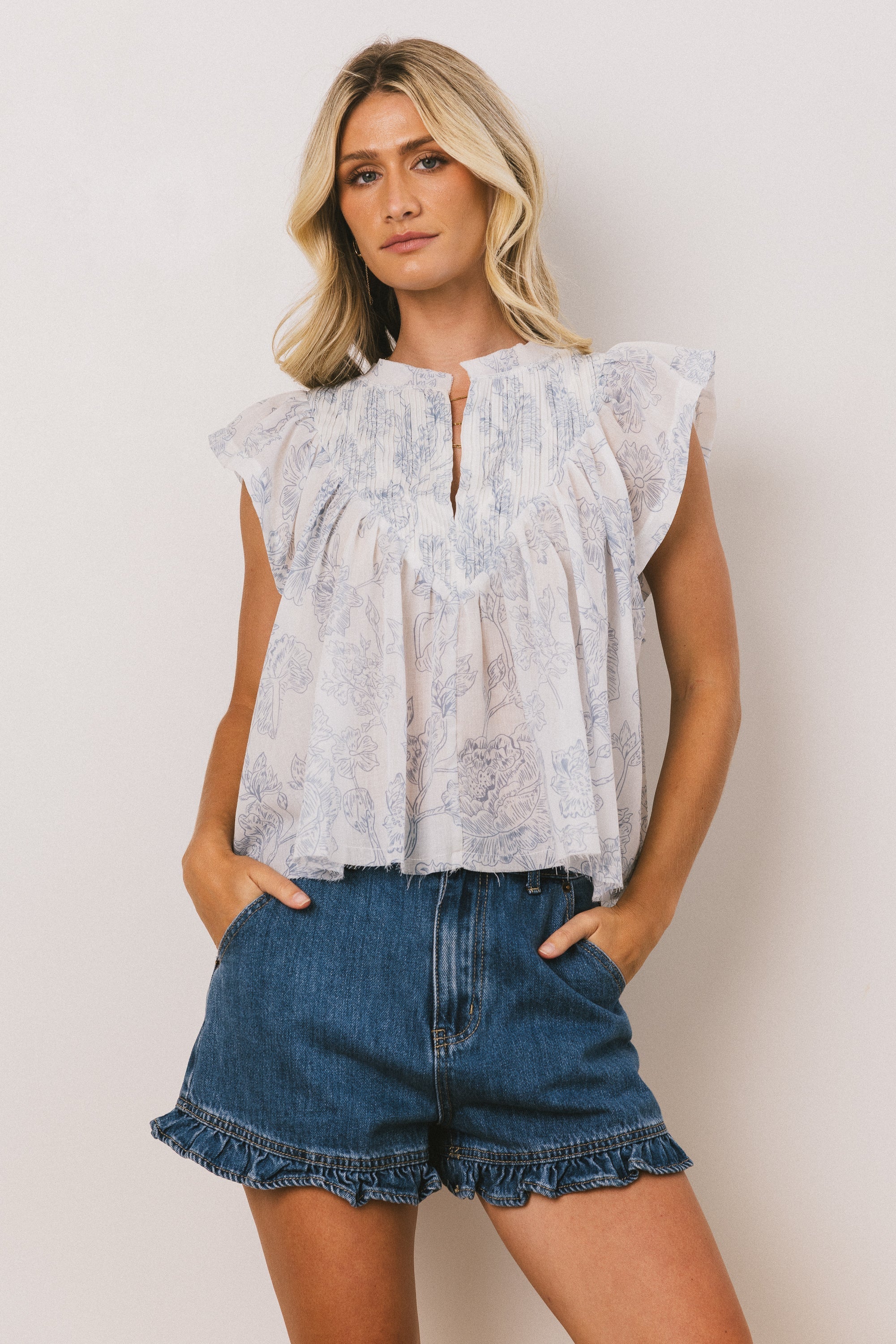 Leia Blouse in Blue FINAL SALE