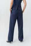 Vivienne Pinstripe Wide Leg Pants in Navy