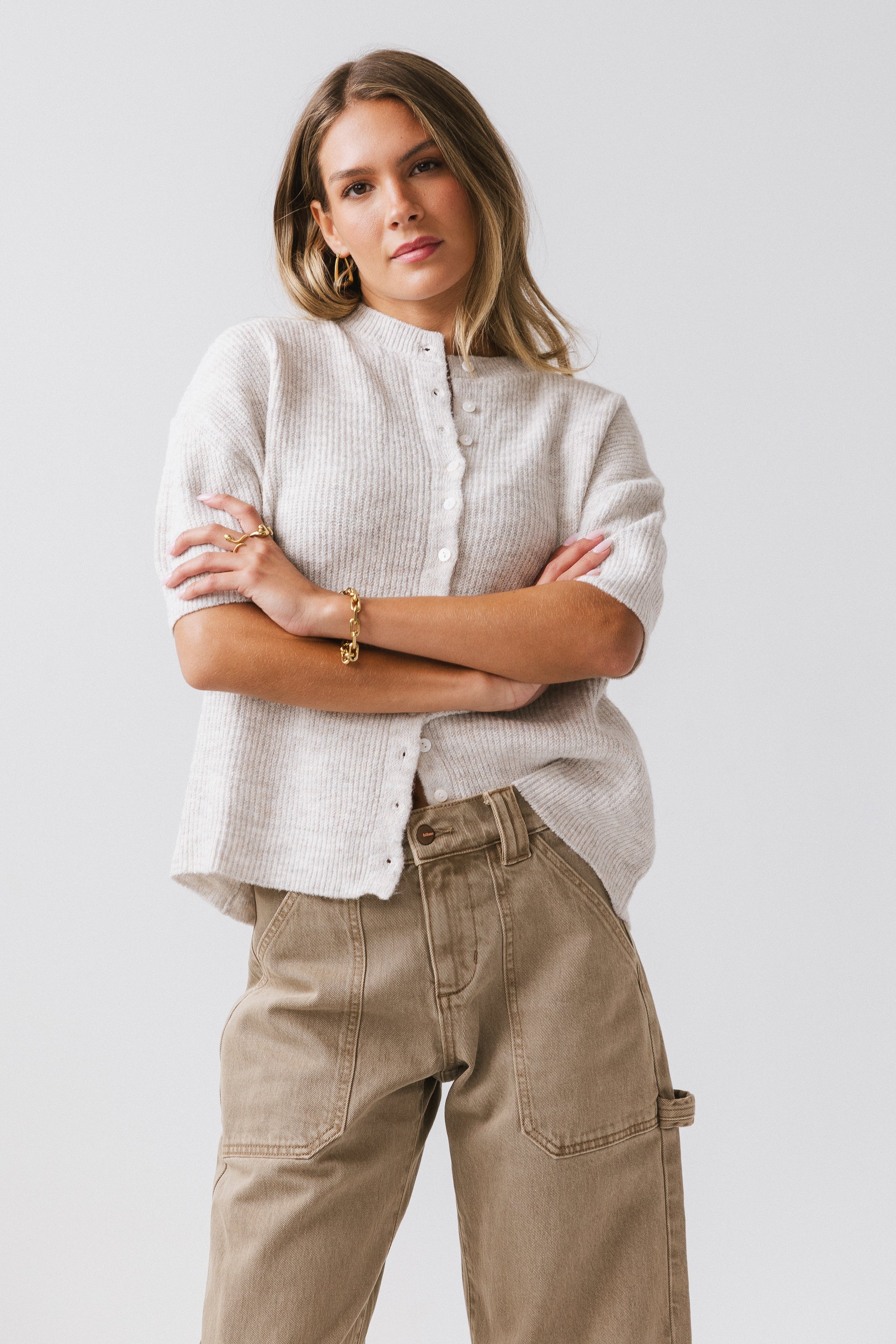 Leah Knit Cardigan in Oatmeal