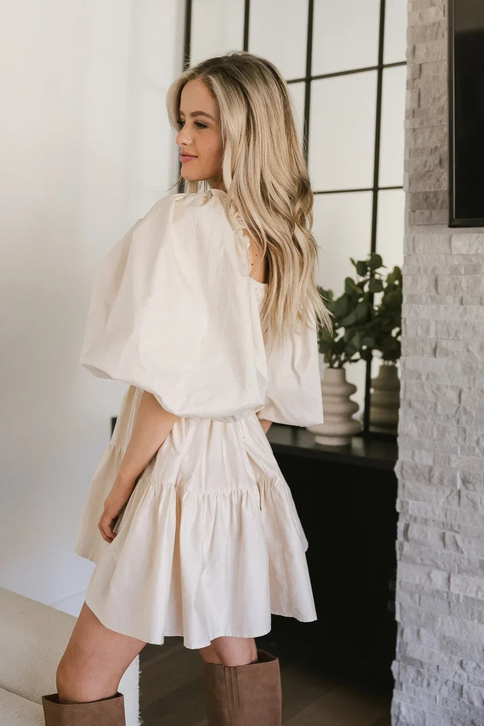 Litzy Mini Dress in Beige FINAL SALE