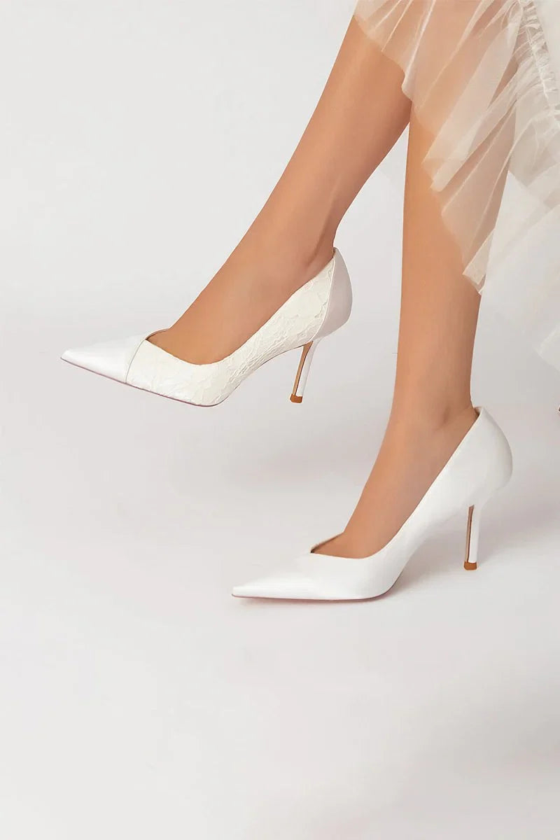 Stiletto Pointy Heels Lace Wedding Shoes