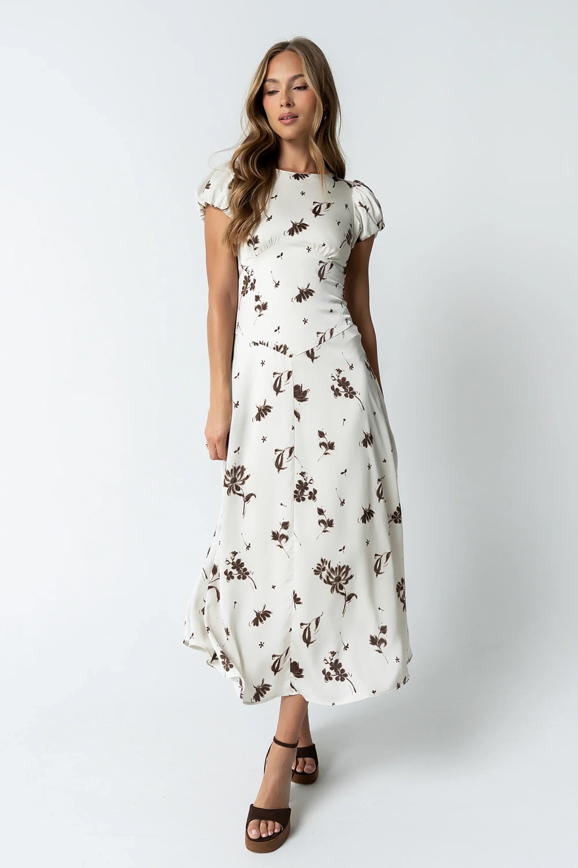 Jenna Floral Maxi Dress in Off White