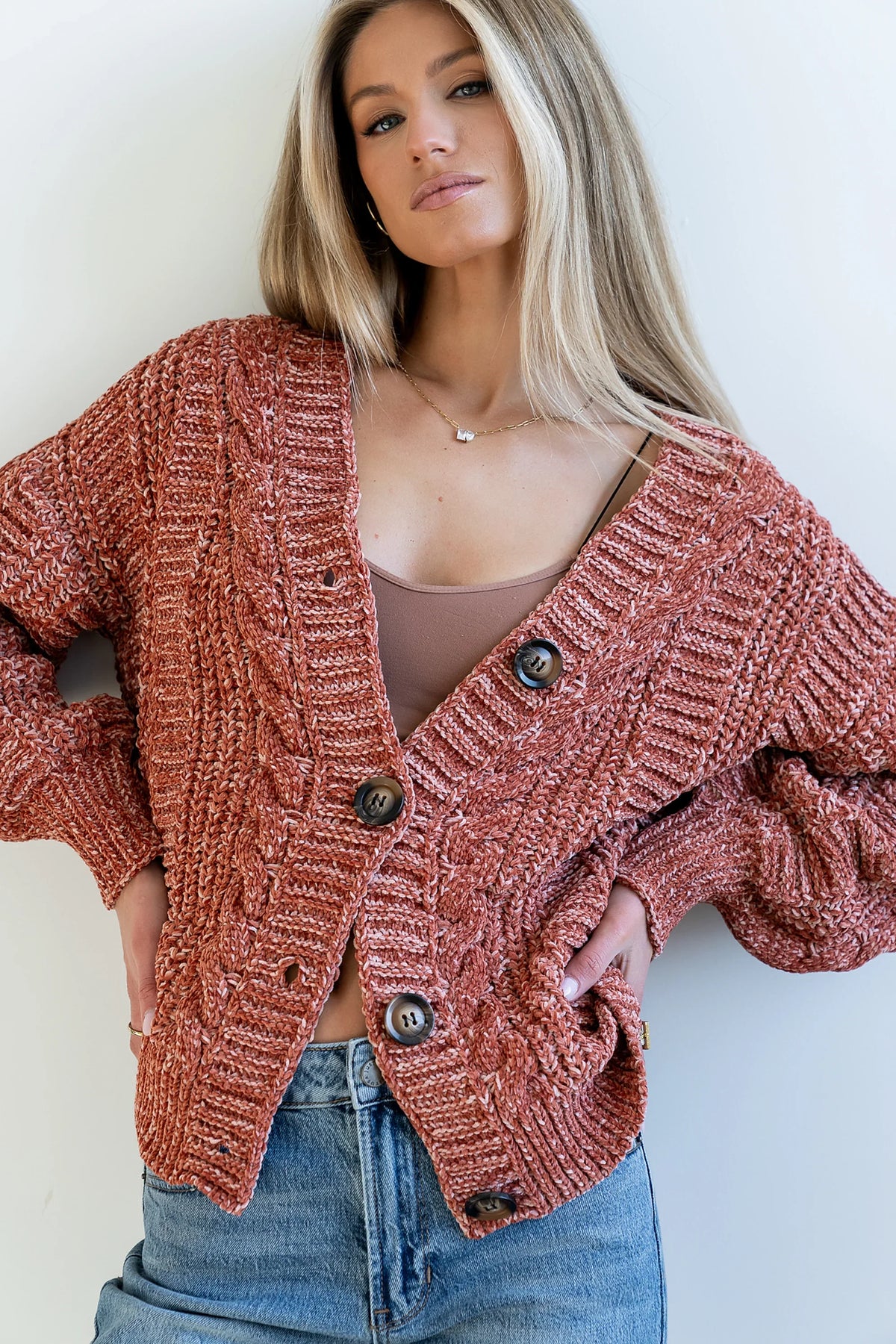 Brett Oversized Cardigan in Brick FINAL SALE